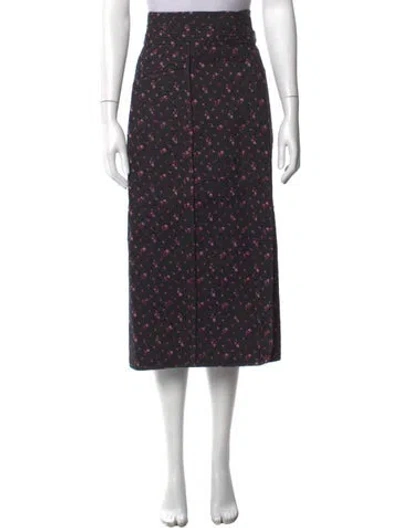 Pre-owned Sézane Floral Print Midi Length Skirt In Black