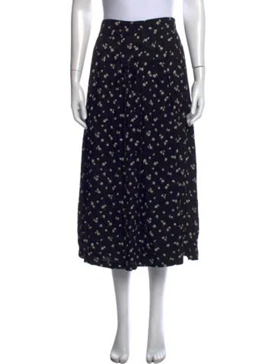 Pre-owned Sézane Floral Print Midi Length Skirt In Black