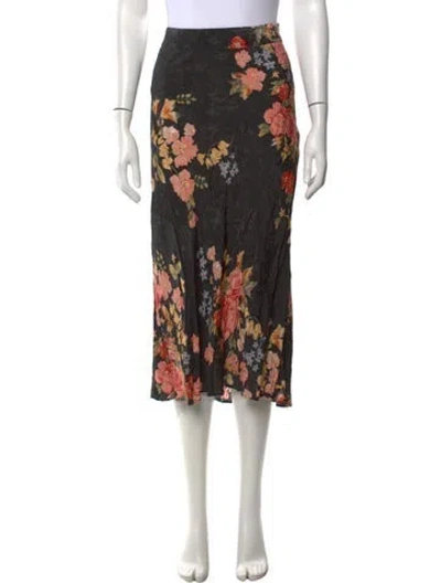 Pre-owned Sézane Floral Print Midi Length Skirt In Black