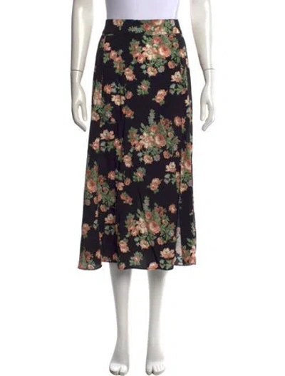Pre-owned Sézane Floral Print Midi Length Skirt In Black