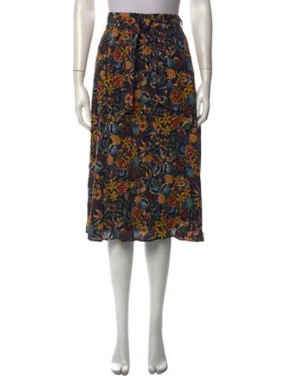 Pre-owned Sézane Floral Print Midi Length Skirt In Black