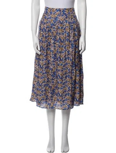 Pre-owned Sézane Floral Print Midi Length Skirt In Blue