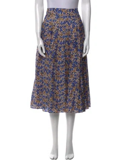 Pre-owned Sézane Floral Print Midi Length Skirt In Blue