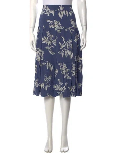 Pre-owned Sézane Floral Print Midi Length Skirt In Blue