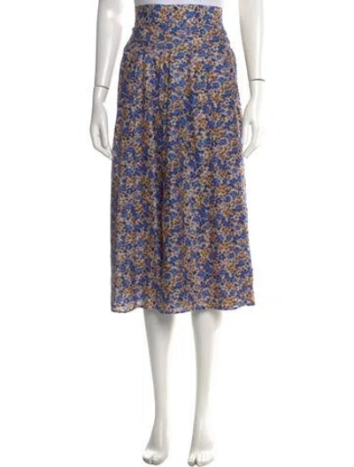 Pre-owned Sézane Floral Print Midi Length Skirt In Blue