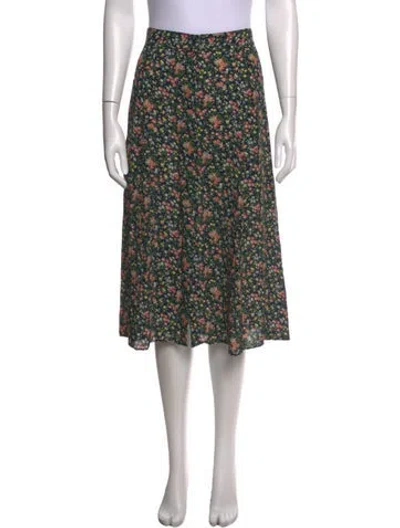 Pre-owned Sézane Floral Print Midi Length Skirt In Blue