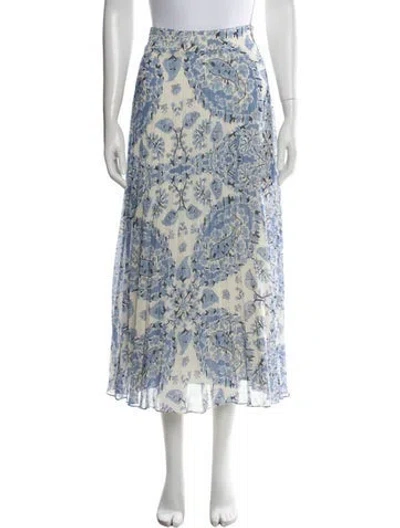 Pre-owned Sézane Floral Print Midi Length Skirt In Blue