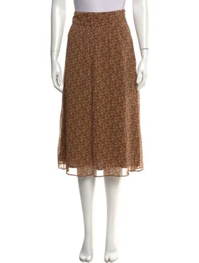 Pre-owned Sézane Floral Print Midi Length Skirt In Brown