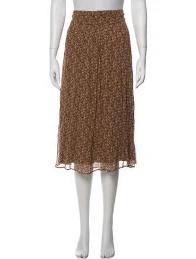 Pre-owned Sézane Floral Print Midi Length Skirt In Brown
