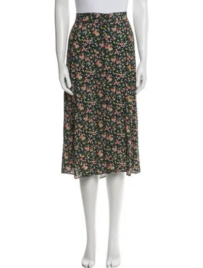 Pre-owned Sézane Floral Print Midi Length Skirt In Green
