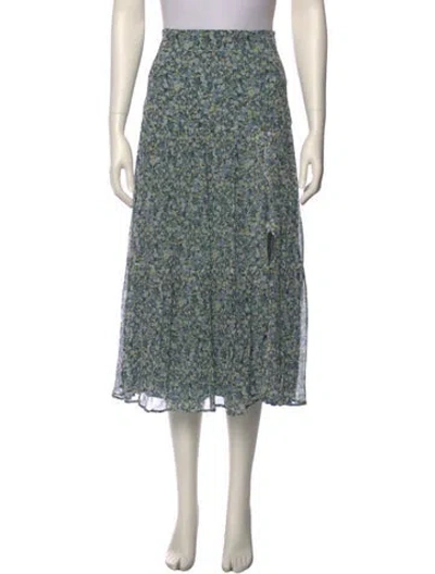 Pre-owned Sézane Floral Print Midi Length Skirt In Green