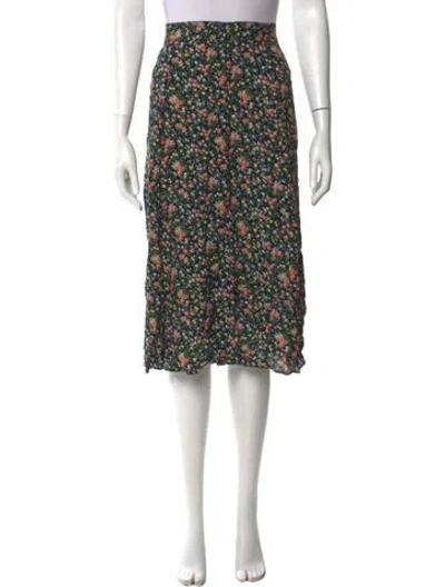 Pre-owned Sézane Floral Print Midi Length Skirt In Green