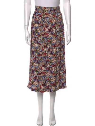 Pre-owned Sézane Floral Print Midi Length Skirt In Green