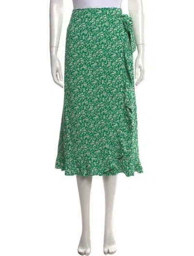 Pre-owned Sézane Floral Print Midi Length Skirt In Green