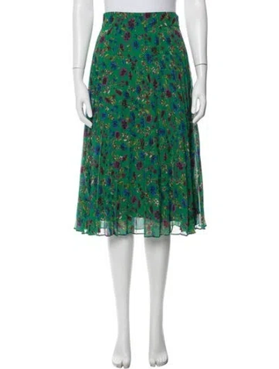 Pre-owned Sézane Floral Print Midi Length Skirt In Green