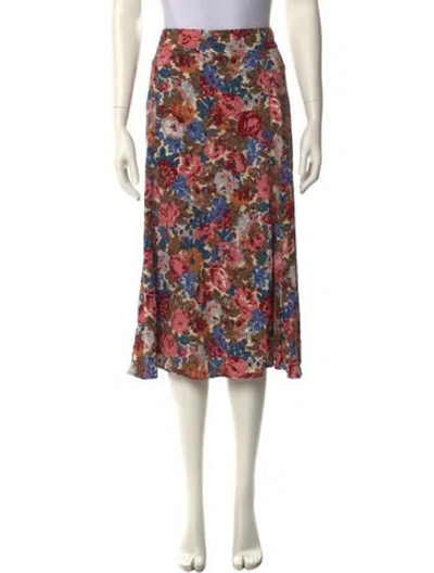 Pre-owned Sézane Floral Print Midi Length Skirt In Multi