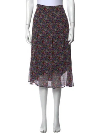 Pre-owned Sézane Floral Print Midi Length Skirt In Multi