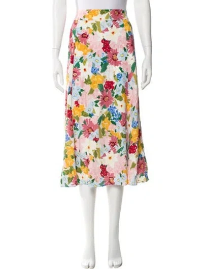 Pre-owned Sézane Floral Print Midi Length Skirt In Neutral