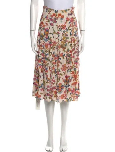 Pre-owned Sézane Floral Print Midi Length Skirt In Neutral