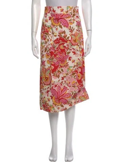 Pre-owned Sézane Floral Print Midi Length Skirt In Neutral