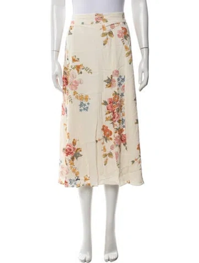 Pre-owned Sézane Floral Print Midi Length Skirt In Neutral