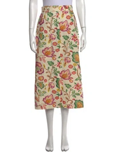 Pre-owned Sézane Floral Print Midi Length Skirt In Neutral