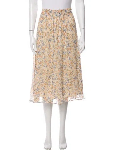 Pre-owned Sézane Floral Print Midi Length Skirt In Neutral