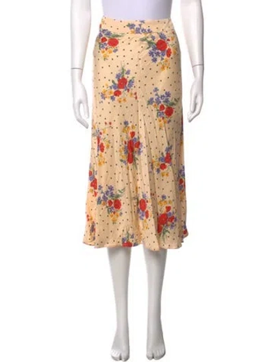 Pre-owned Sézane Floral Print Midi Length Skirt In Neutrals