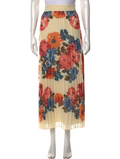 Pre-owned Sézane Floral Print Midi Length Skirt In Neutrals