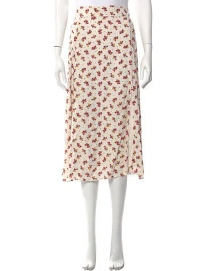 Pre-owned Sézane Floral Print Midi Length Skirt In Neutrals
