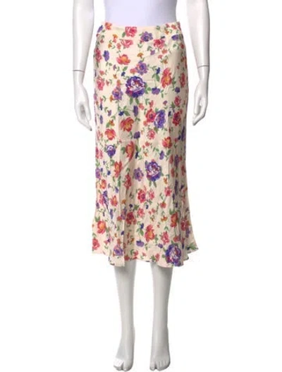 Pre-owned Sézane Floral Print Midi Length Skirt In Neutrals