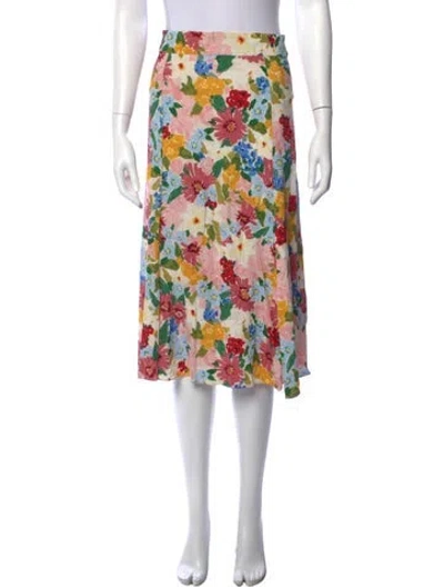 Pre-owned Sézane Floral Print Midi Length Skirt In Neutrals