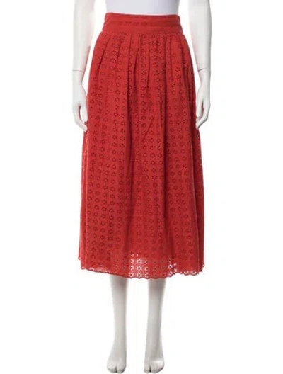 Pre-owned Sézane Floral Print Midi Length Skirt In Orange