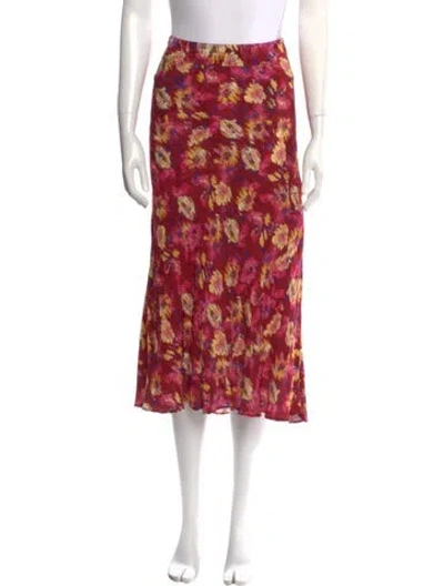 Pre-owned Sézane Floral Print Midi Length Skirt In Pink