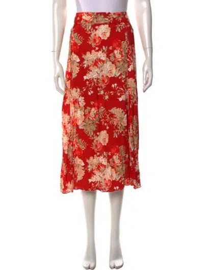 Pre-owned Sézane Floral Print Midi Length Skirt In Pink