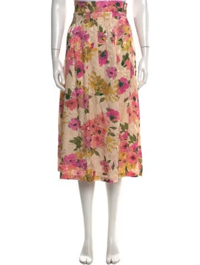 Pre-owned Sézane Floral Print Midi Length Skirt In Pink