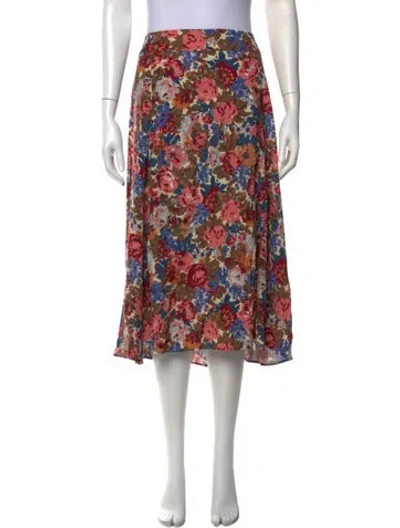 Pre-owned Sézane Floral Print Midi Length Skirt In Pink