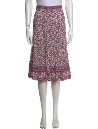Pre-owned Sézane Floral Print Midi Length Skirt In Purple