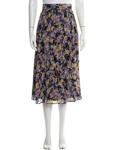 Pre-owned Sézane Floral Print Midi Length Skirt In Purple