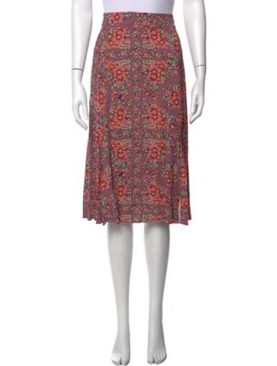 Pre-owned Sézane Floral Print Midi Length Skirt In Purple