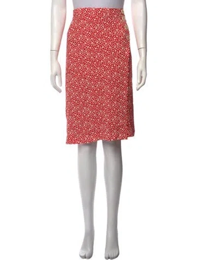 Pre-owned Sézane Floral Print Midi Length Skirt In Red