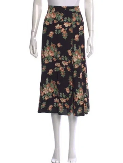 Pre-owned Sézane Floral Print Midi Length Skirt W/ Tags In Black