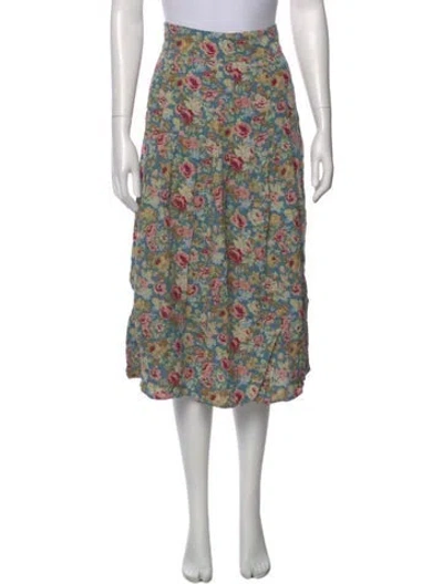 Pre-owned Sézane Floral Print Midi Length Skirt W/ Tags In Blue