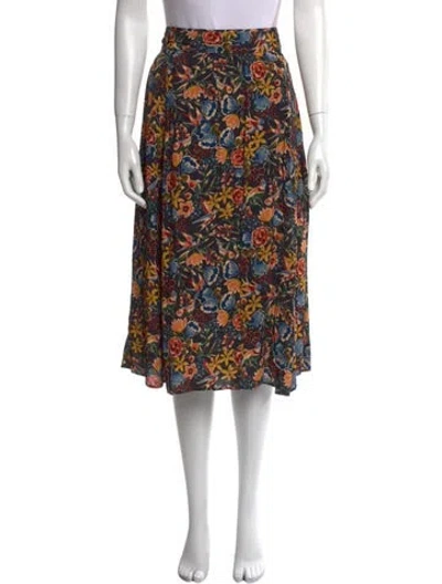 Pre-owned Sézane Floral Print Midi Length Skirt W/ Tags In Green