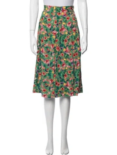 Pre-owned Sézane Floral Print Midi Length Skirt W/ Tags In Green