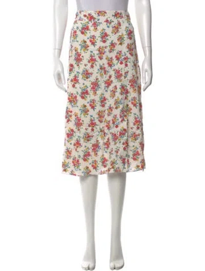 Pre-owned Sézane Floral Print Midi Length Skirt W/ Tags In Neutral