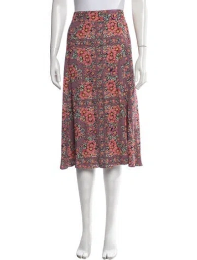 Pre-owned Sézane Floral Print Midi Length Skirt W/ Tags In Purple