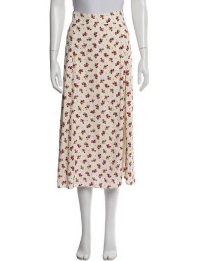 Pre-owned Sézane Floral Print Midi Length Skirt In White