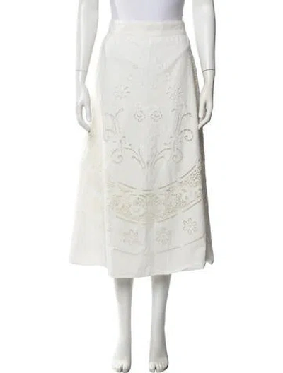 Pre-owned Sézane Floral Print Midi Length Skirt In White