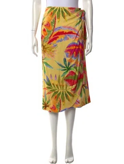 Pre-owned Sézane Floral Print Midi Length Skirt In Yellow